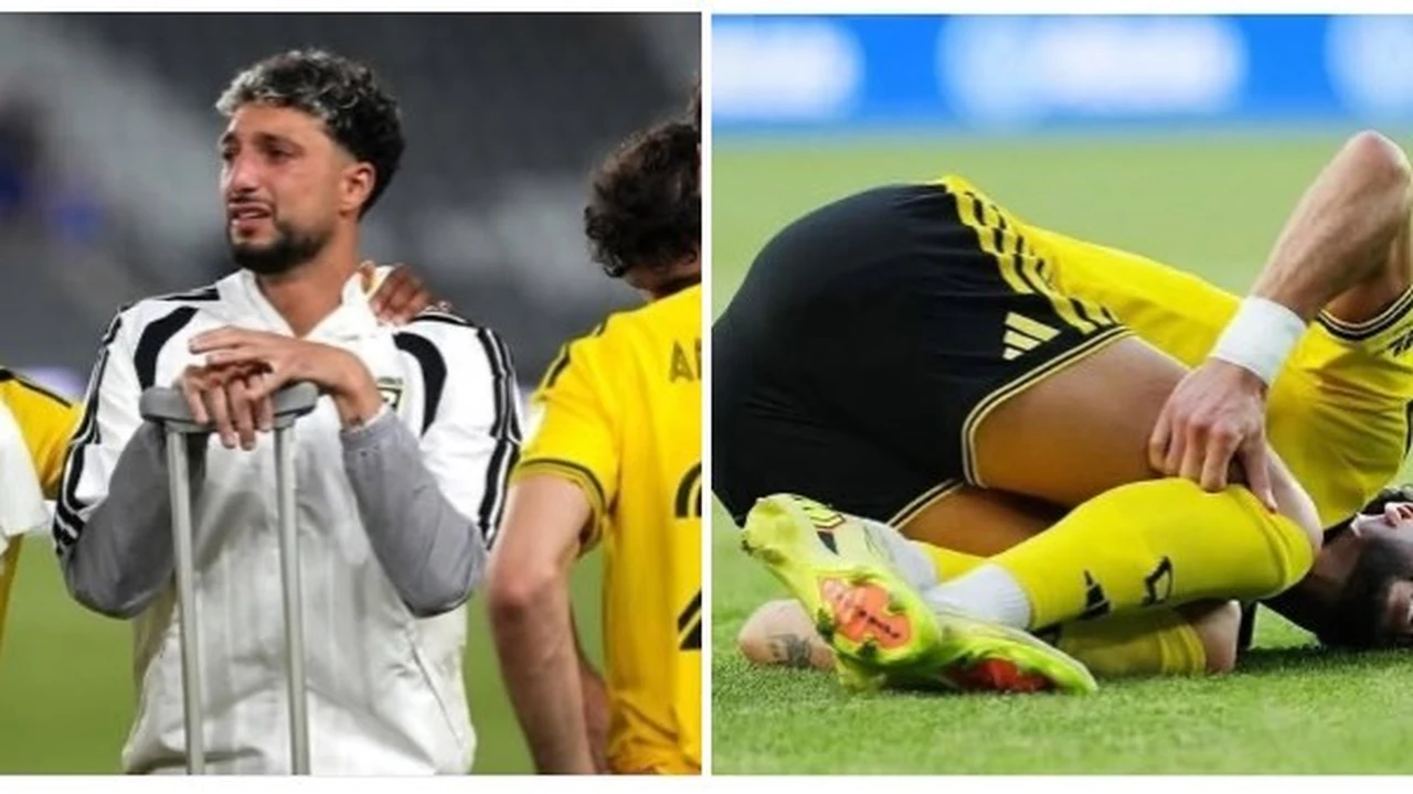 أول ظهور لـ وسام أبوعلي بالعكازات بعد إصابته بالرباط الصليبي